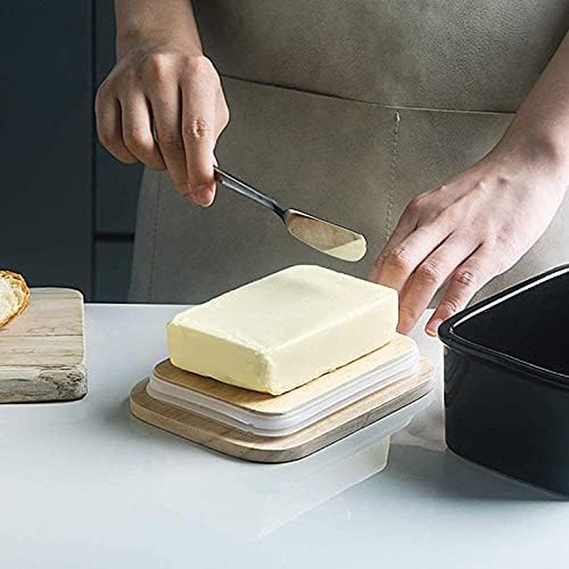 Airtight Porcelain Butter Dish with Lid - Black Butter Storage Container